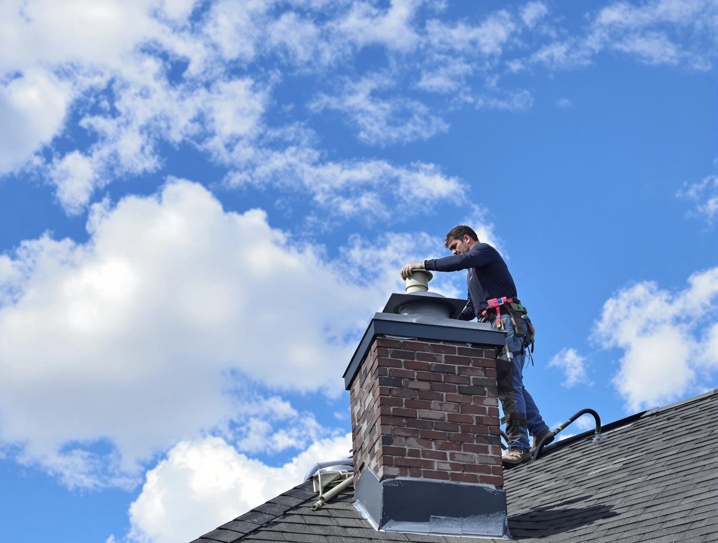 Anthem Chimney Sweep installing a sturdy chimney cap in Anthem, AZ