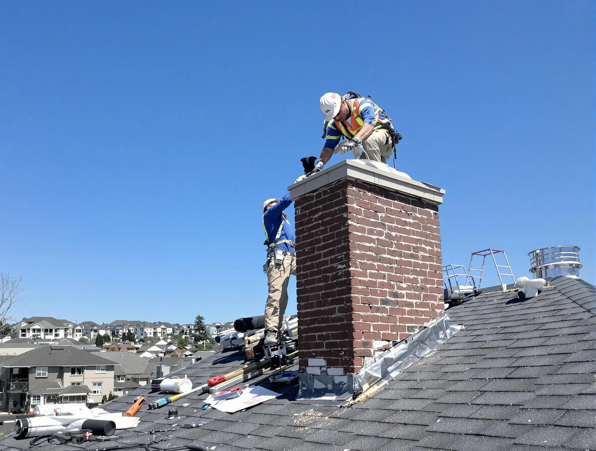 Anthem Chimney Sweep repairing a chimney crown in Anthem, AZ