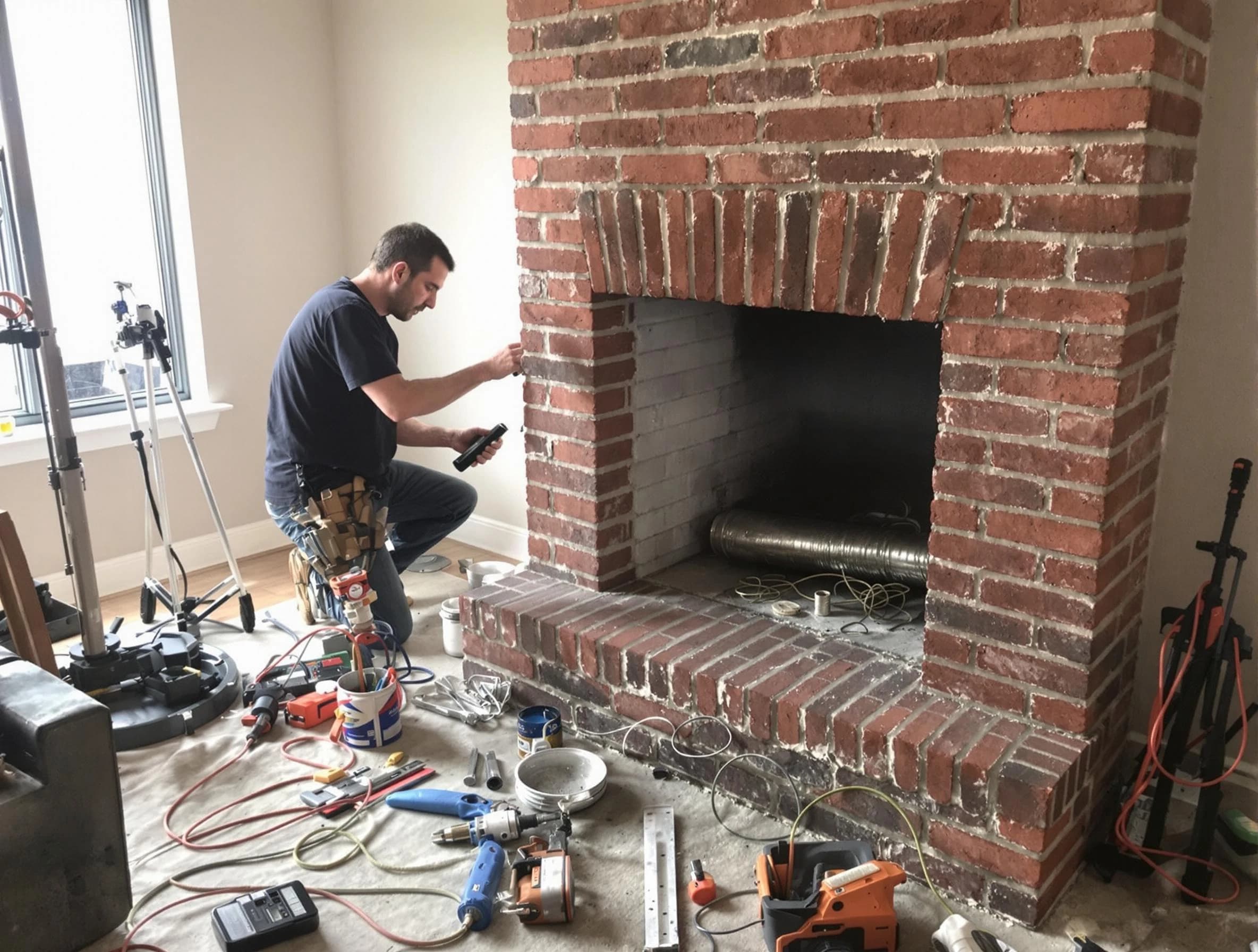 Anthem Chimney Sweep specialist finalizing chimney liner service in Anthem, AZ