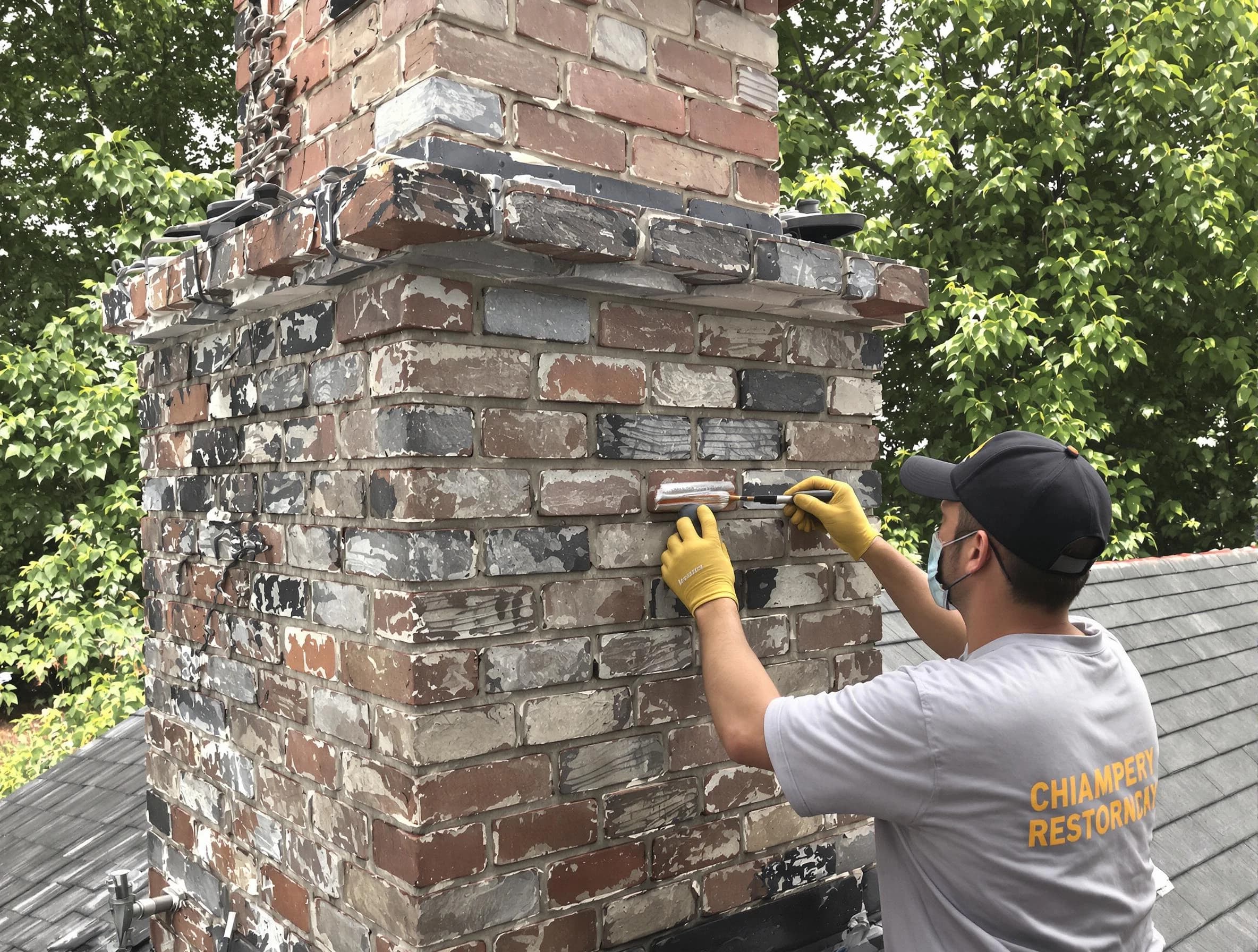 In-progress chimney restoration by Anthem Chimney Sweep in Anthem, AZ