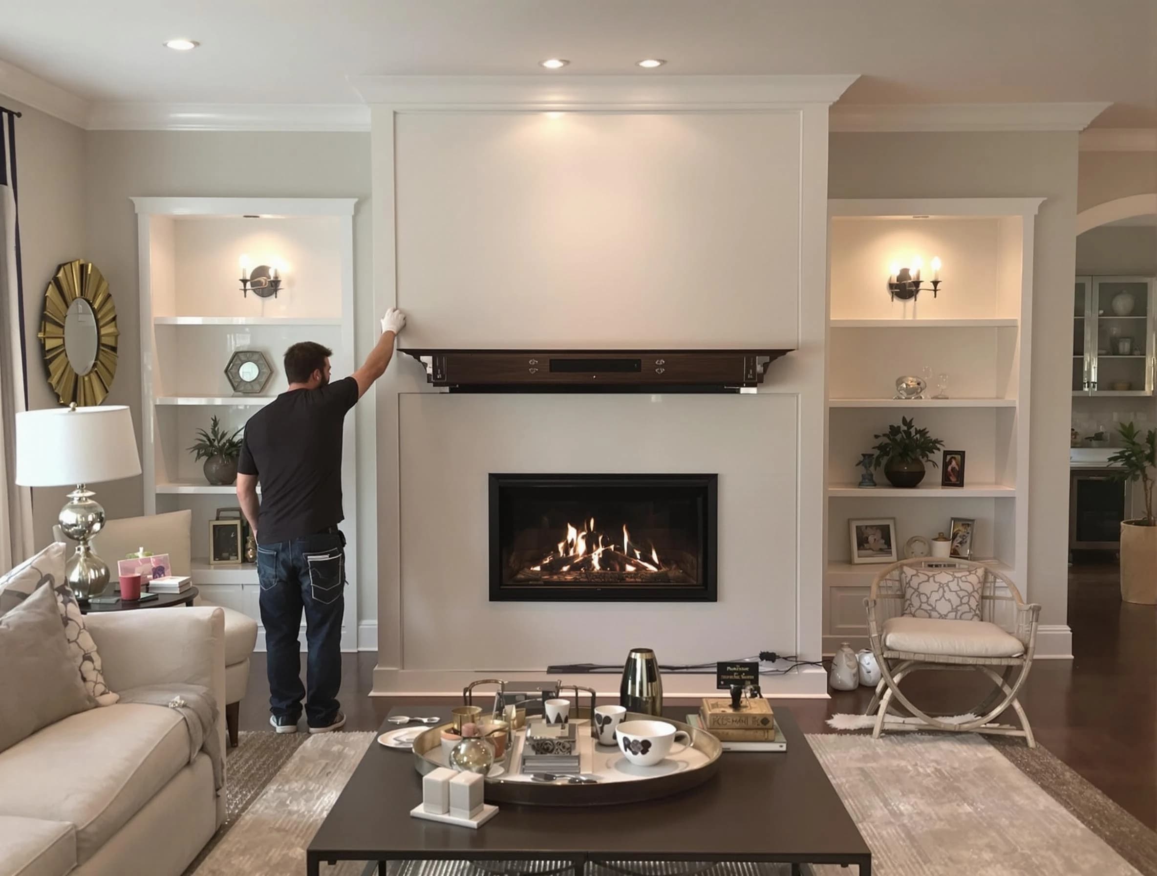 Anthem Chimney Sweep installing a new fireplace in Anthem, AZ