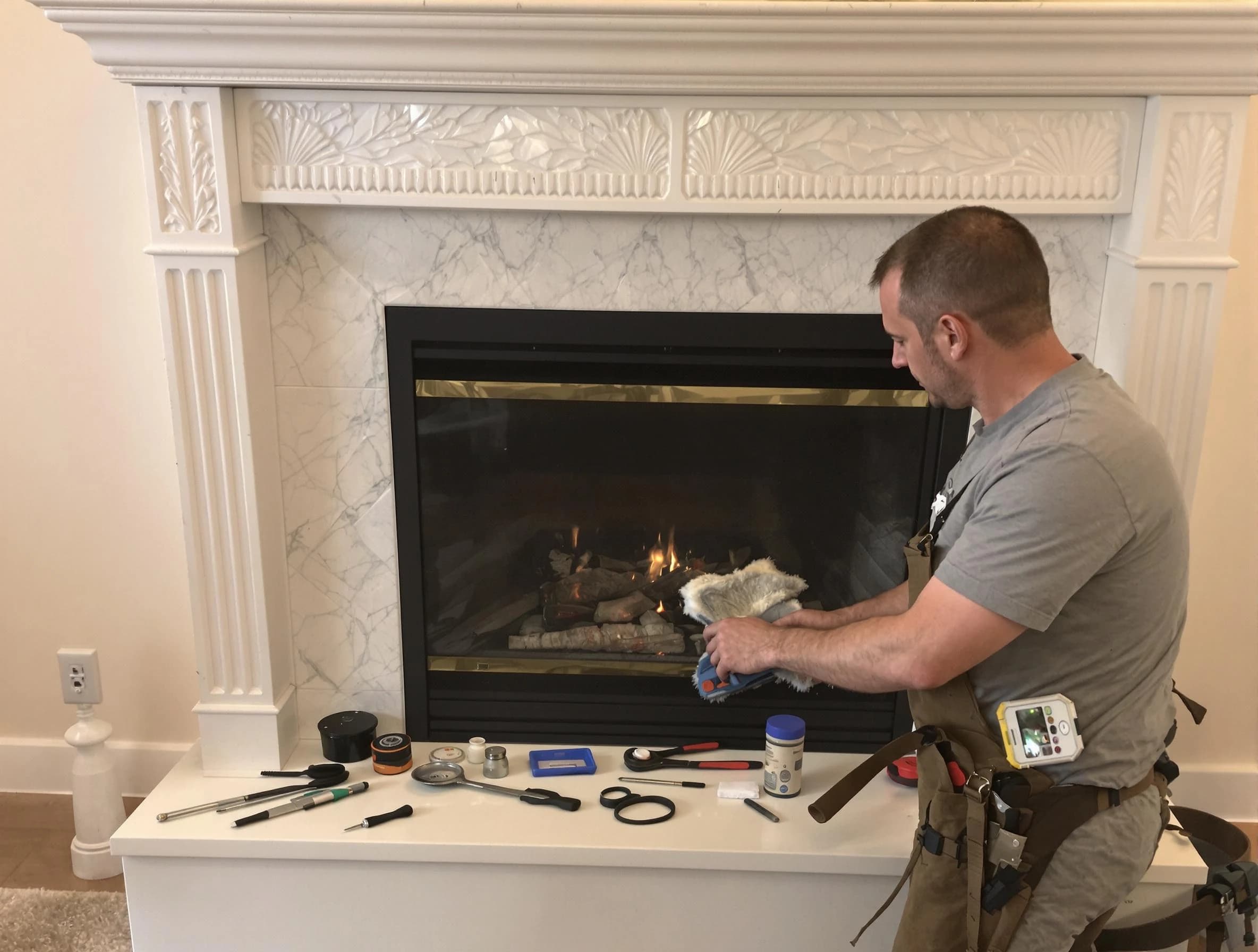 Anthem Chimney Sweep performing fireplace maintenance in Anthem, AZ