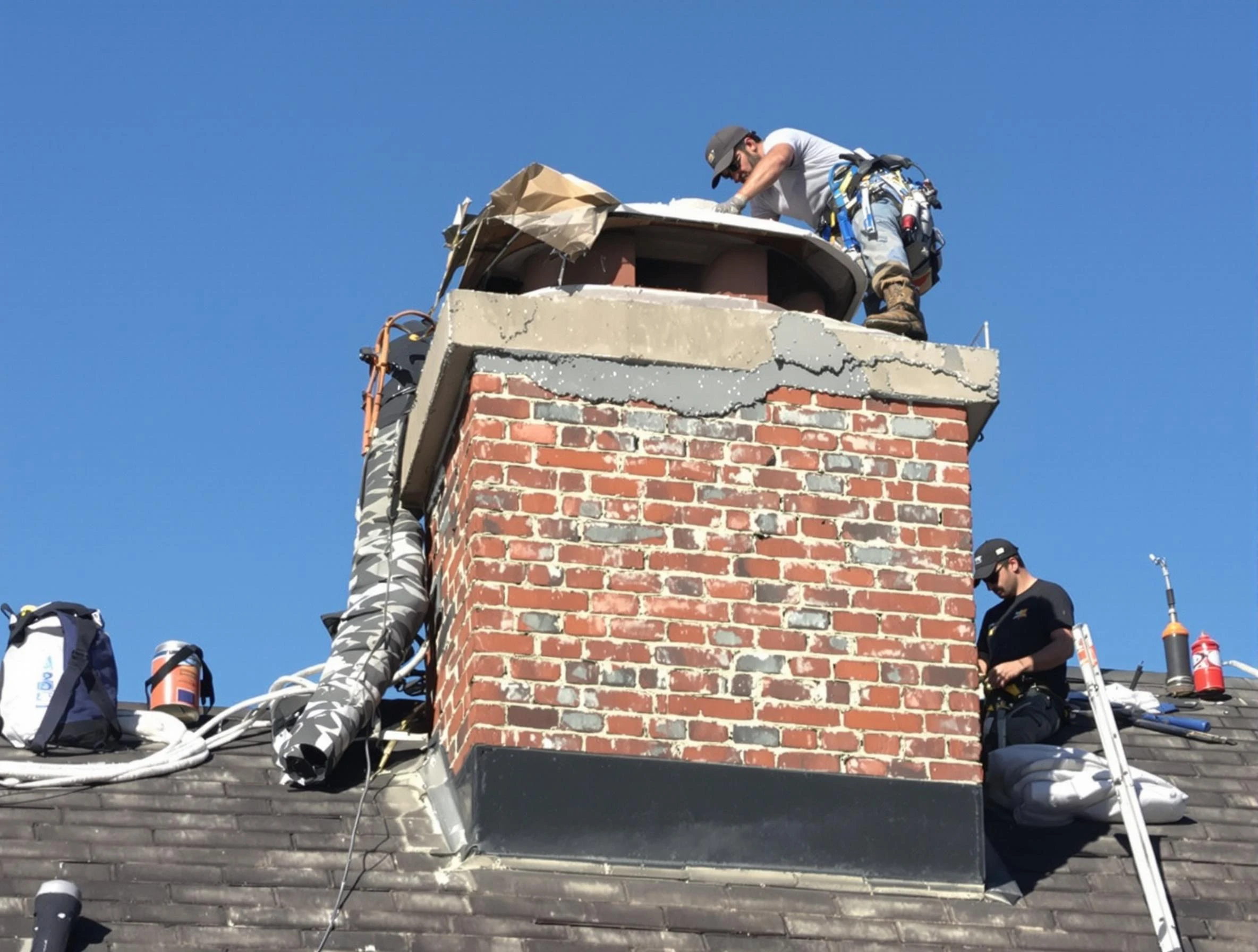 Anthem Chimney Sweep installing a custom chimney crown in Anthem, AZ